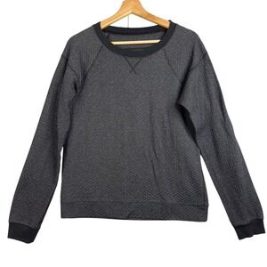 Lucy Long Sleeve Sweatshirt Women's Size Small Gray square knit Crew‎ neck